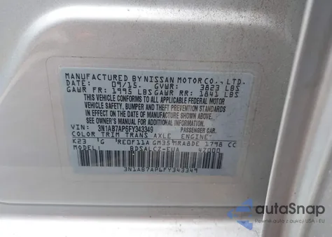 2015 Nissan Sentra S from USA, damaged, VIN 3N1AB7AP6FY343349